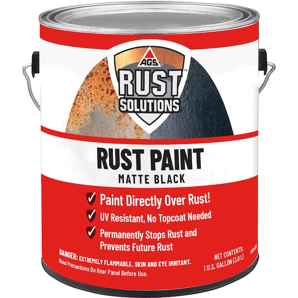 Rust Paint, UV Resistant, Matte Black, 1 Gallon